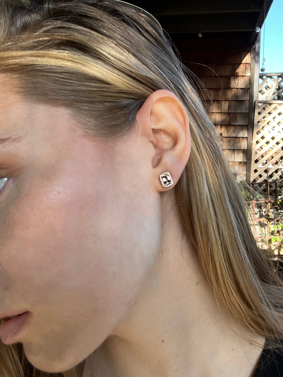 Diamond Morganite Stud Earrings