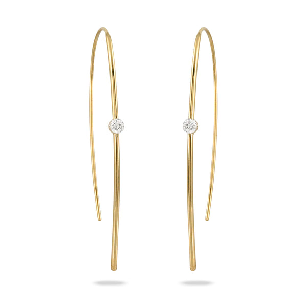 Gold Hoops with Diamond Center